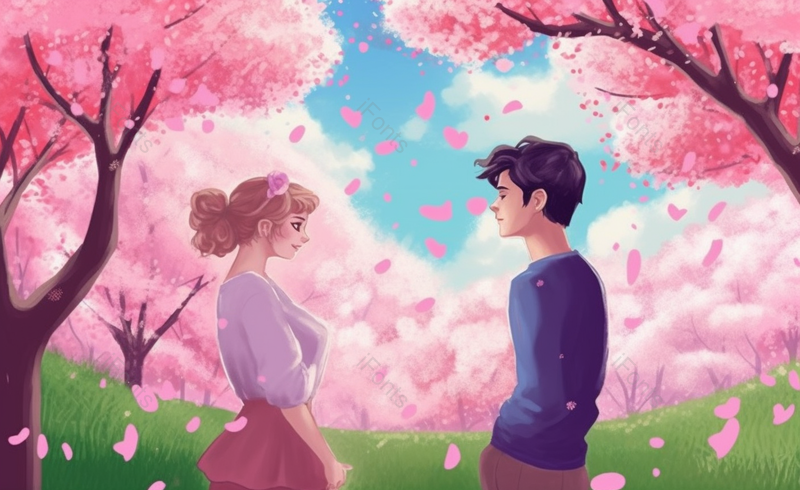 卡通情侣情人节浪漫告白节日背景,插画/手绘图,插画/手绘图库,插画/手绘图下载,插画/手绘